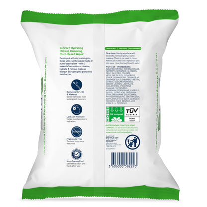 CeraVe Makeup Remover Wipes, Plant Based Face Wipes with Glycerin, 25ct CeraVe