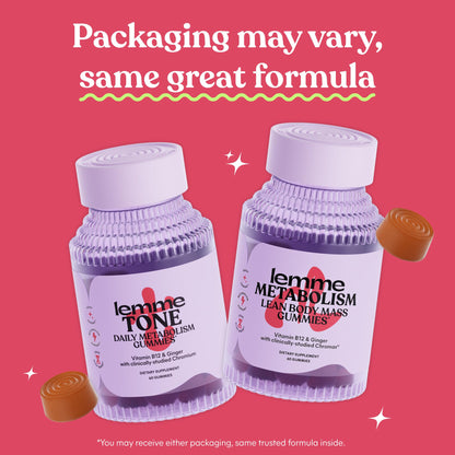 Lemme Tone Metabolism & Body Toning Gummies with Apple Cider Vinegar, Clinically Studied Chromium & B12, Blood Sugar & Weight Management Support, Watermelon Apple Flavor, 60 Count, 30-Day Supply