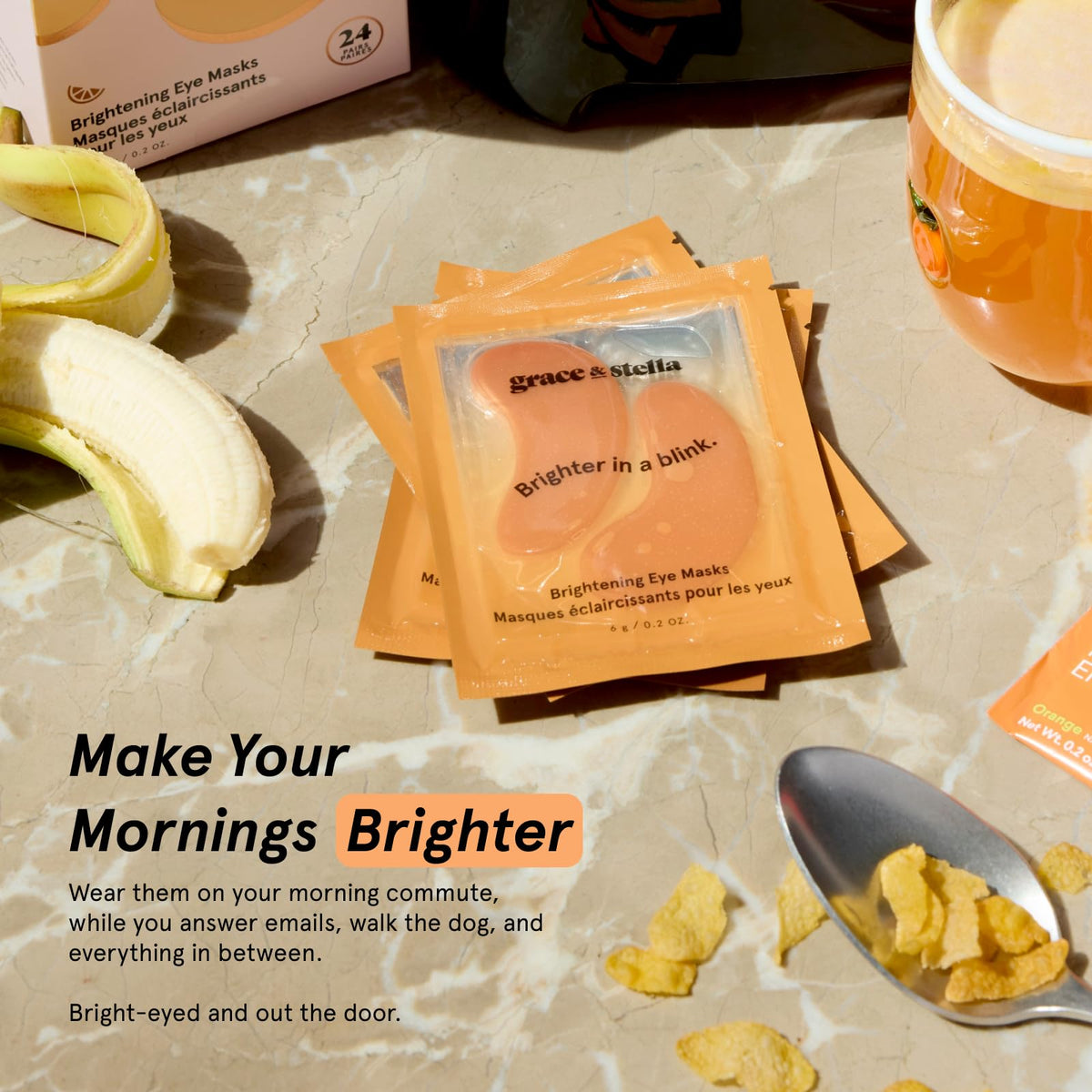 grace & stella New Brightening Eye Patches for Dark Circles (24 Pairs) - Vitamin C Under Eye Patches for Puffiness - Perfect Gifts for Women & Morning Skin Care Routine, Vegan Under Eye Mask grace & stella