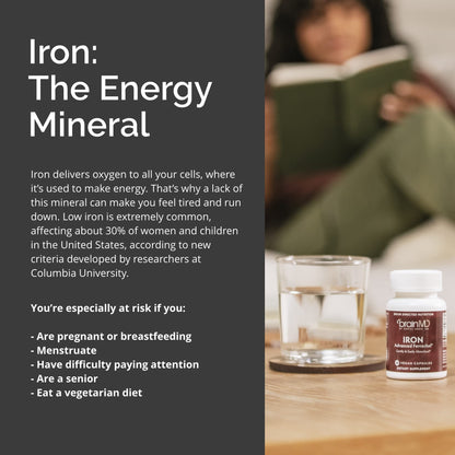 BRAINMD Dr Amen Iron - 30 Capsules - Supports Energy Production, Cognitive Function & Gene Regulation - Gentle & Easily Absorbed - Gluten Free - 30 Servings