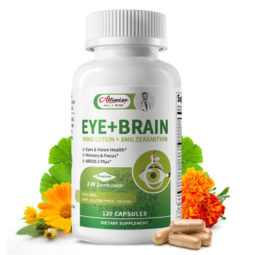 Eye + Brain Supplements for Memory and Focus, Lutein 40mg, Zeaxanthin, Astaxanthin, Bilberry, Lion’s Mane, Bacopa Monnieri, Ginkgo Biloba, 14 in 1 Eye Vitamins for Adults & Seniors 120 Capsules Alliwise buy australia supplements