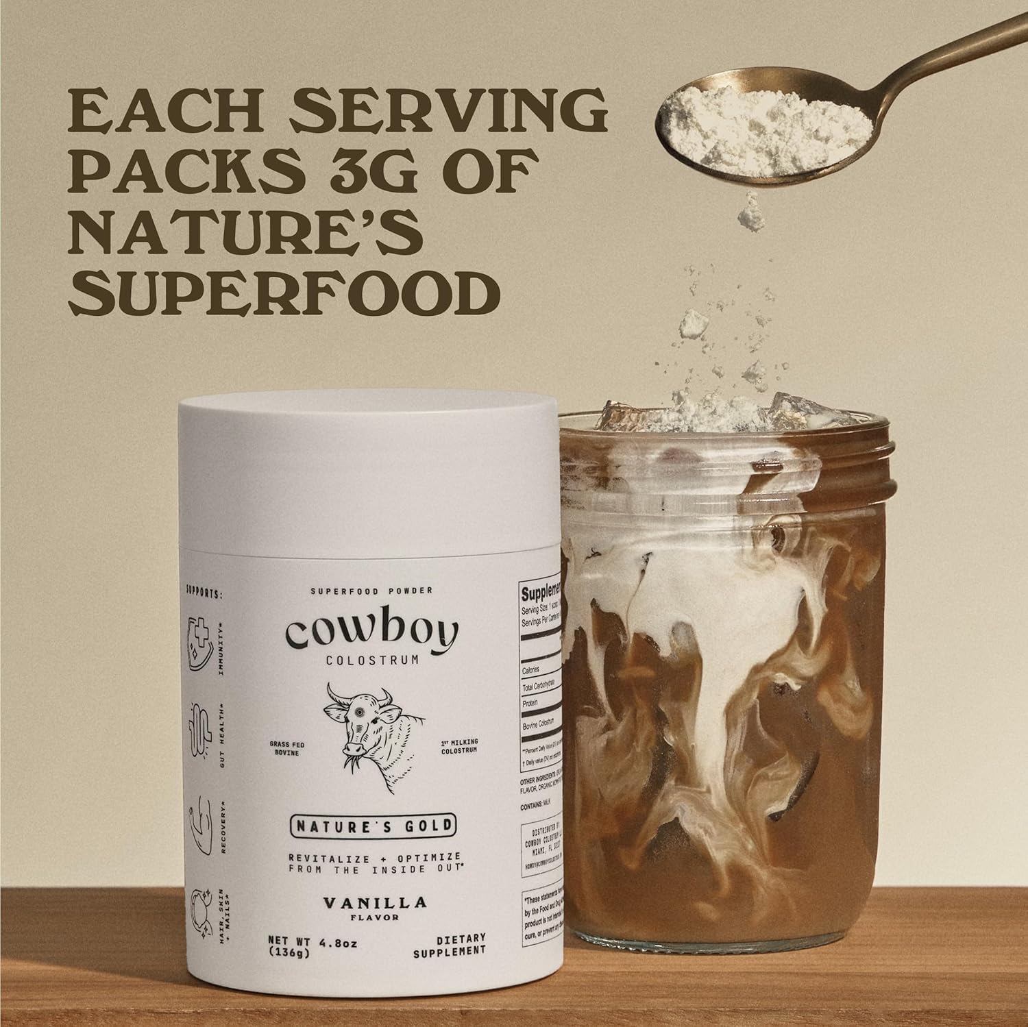 COWBOY COLOSTRUM Powder Travel Packs - Bovine Colostrum Powder - First Day Milking Whole Colostrum - Grass Fed Colostrum Supplement for Gut Health, Immunity, Skin & Hair (Unflavored, 30 Servings) COWBOY COLOSTRUM buy australia supplements