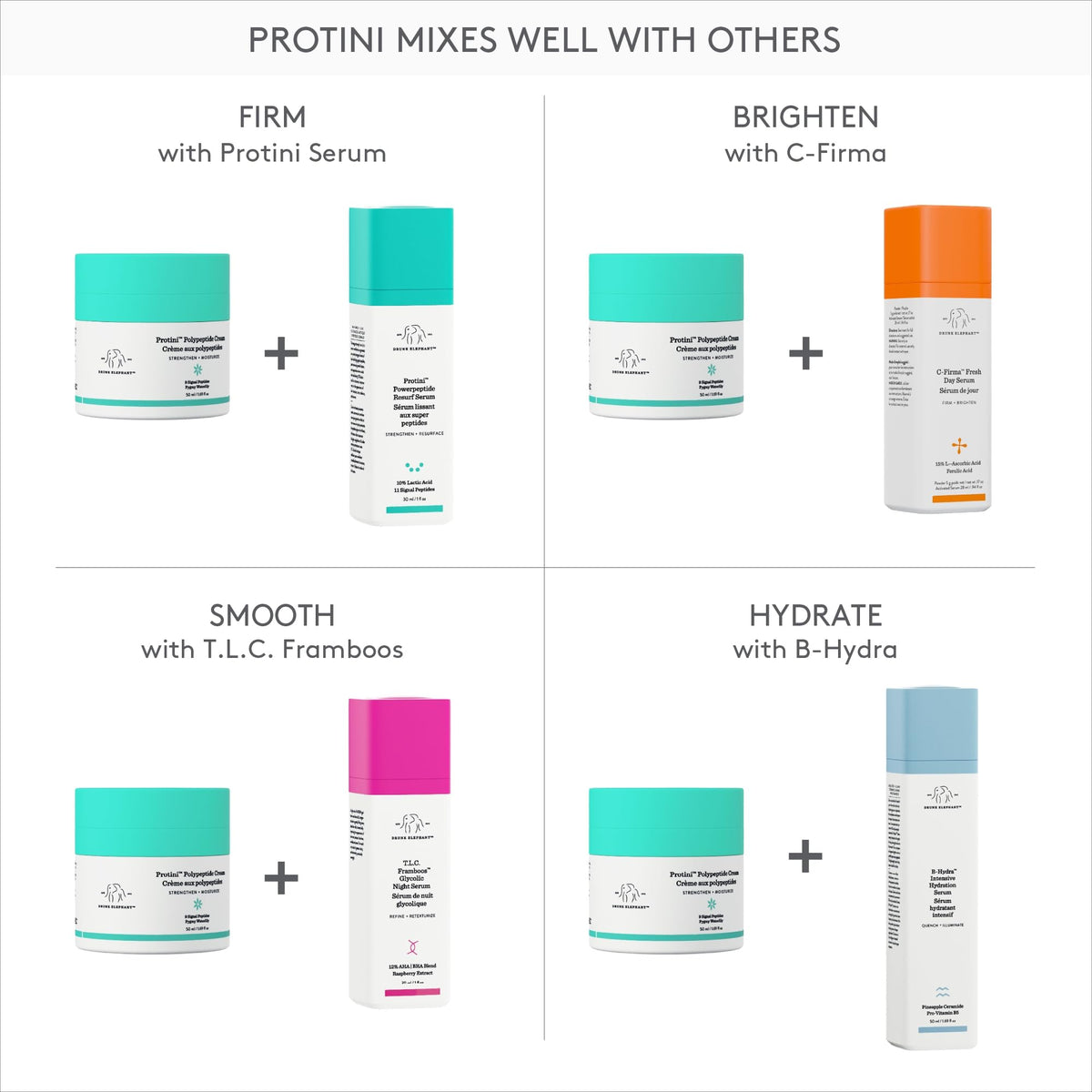 Drunk Elephant Protini Polypeptide Cream - 50 ml/1.69 fl oz - Firming Moisturizer - Clean Clinical Skincare - Cruelty-Free - Dermatologist-Tested - Free of Essential Oils, Silicones, and Fragrance Drunk Elephant