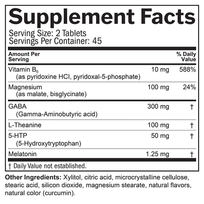 BRAINMD Dr Amen Put Me To Sleep Naturally - 90 Chewable Tablets - with Melatonin, L-Theanine, Magnesium, GABA, Vitamin B6 & 5-HTP - Gluten Free - 45 Servings