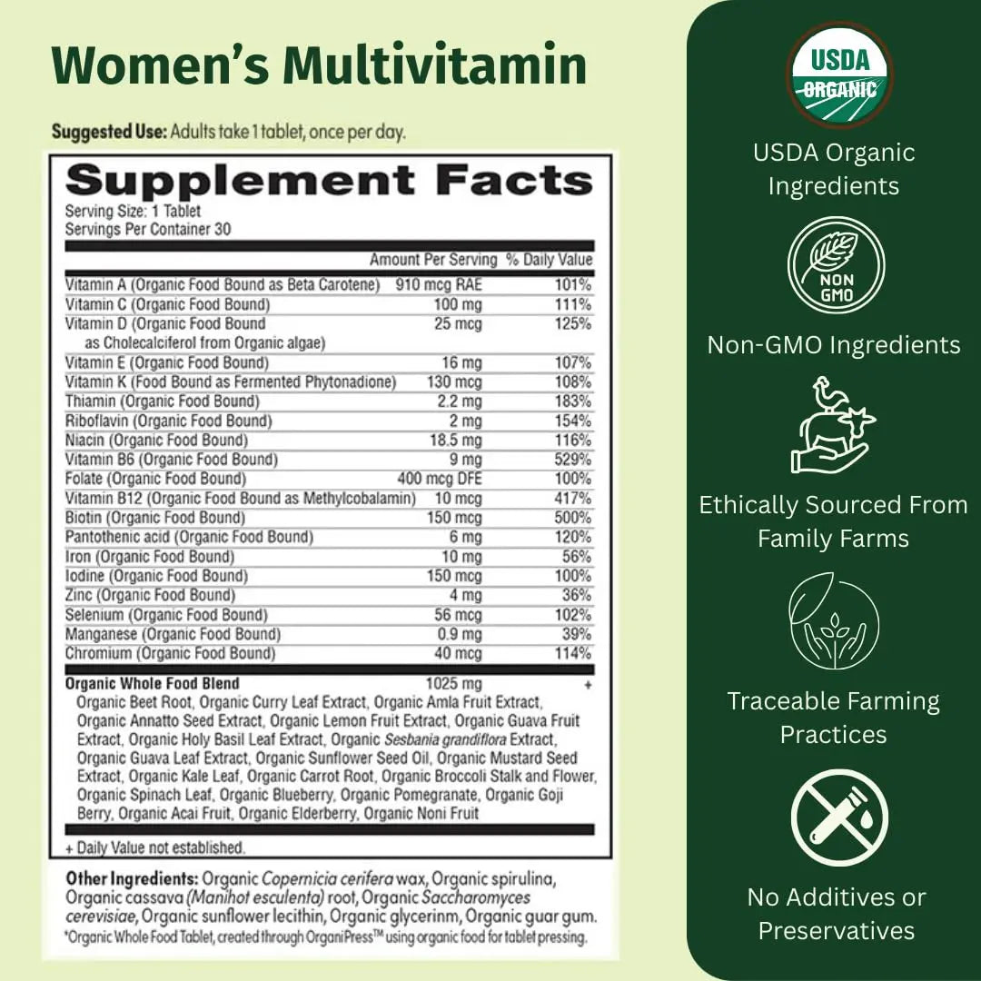 EarthFirst Organic Women’s Multi Once Daily, Women's Multivitamin, Iron, Vitamin B12 & More, 19 Vitamins from Herbs & Superfoods, 30 Count EarthFirst Organic buy australia supplements