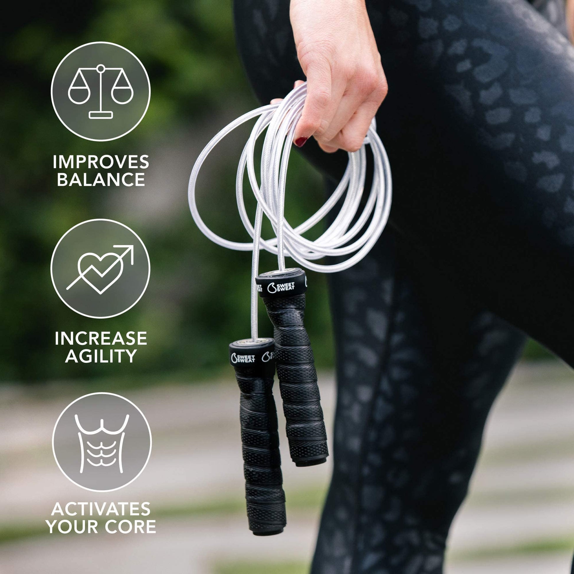 Sweet Sweat Performance Jump Rope ~ 10ft Adjustable Length Rope for Fitness and Speed Training ~ Includes Mesh Cary Bag & Bonus Rope Gsupps Australia