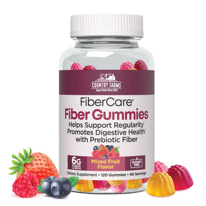 Country Farms Fiber Care Prebiotic Gummies, 6g of Fiber Per Serving, GLP-1 Booster, FOS from Beets, Digestive Health and Bloat, Supports Regularit Country Farms