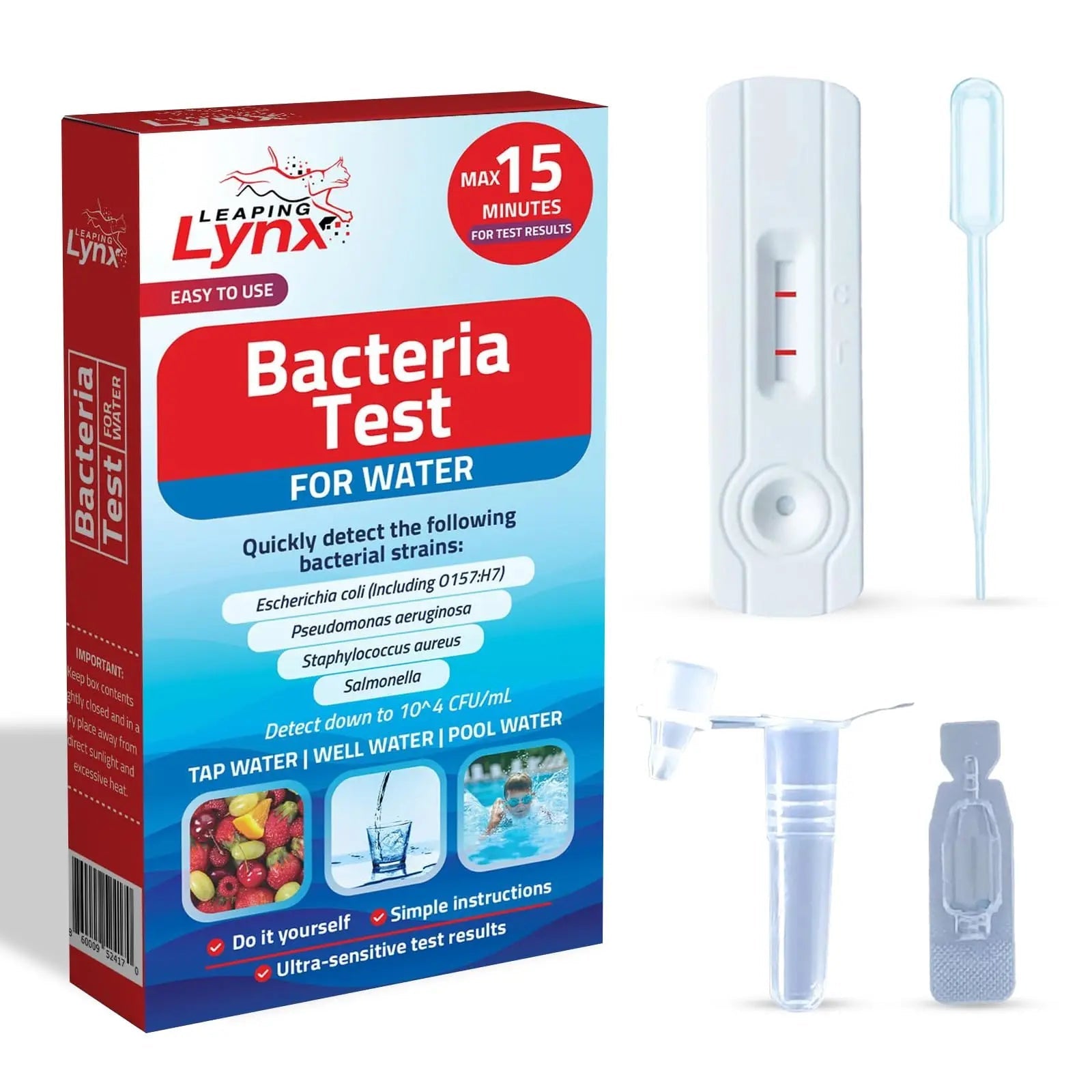 Bacteria Water Test Kit – Coliform, E. coli & Salmonella Detection for Well & Tap Water | Rapid Home Drinking Water Screening Kit with Lab-Quality Results | Leaping Lynx Leaping Lynx buy australia supplements