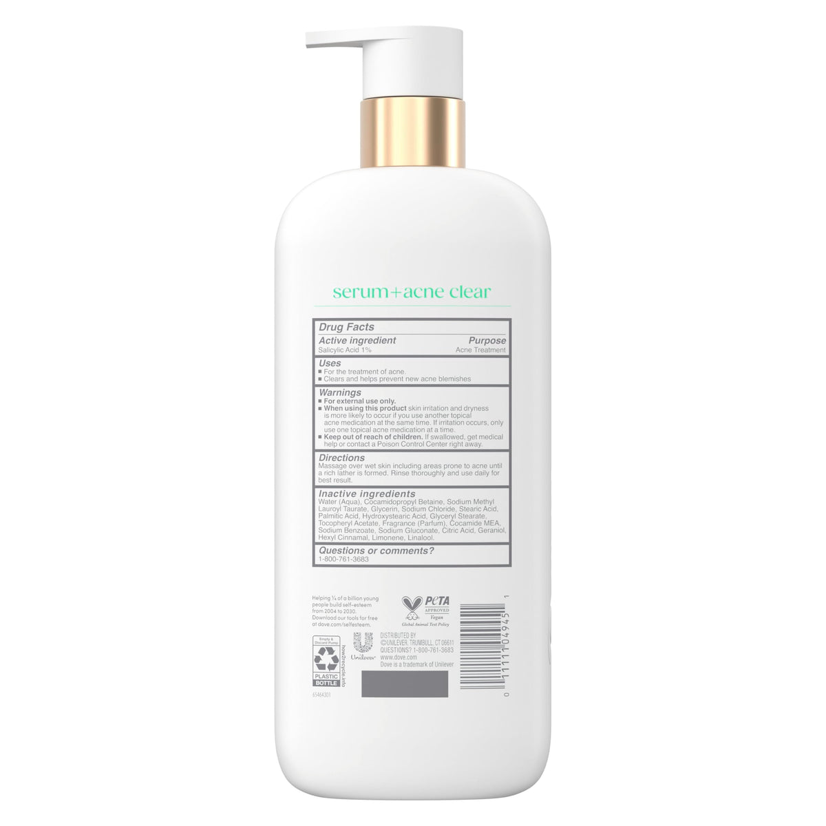Dove Serum + Acne Clear Body Wash with 1% Salicylic Acid, 18.5 oz Dove