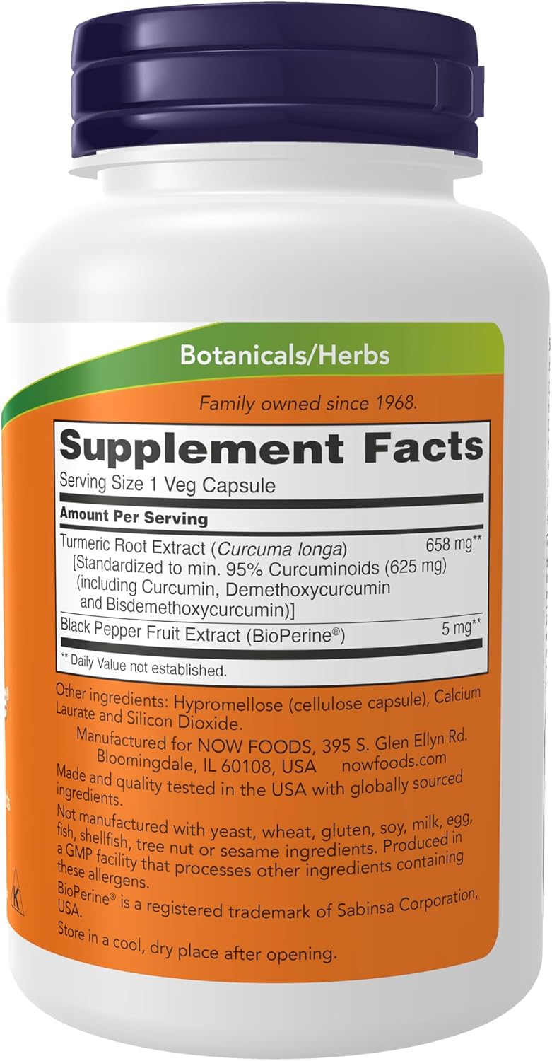 Now Supplements, Turmeric Curcumin with BioPerine, 90 Veg Caps Gsupps Australia