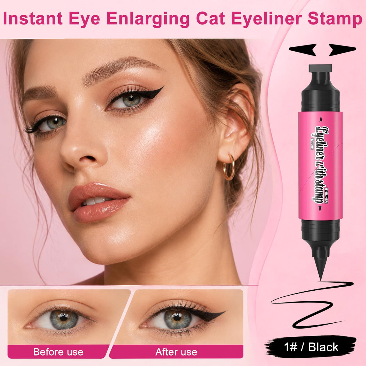 Winged Eyeliner Stamp Pen, Dual-Ended Rotating Eyeliner Stamp Wingliner Jutqut