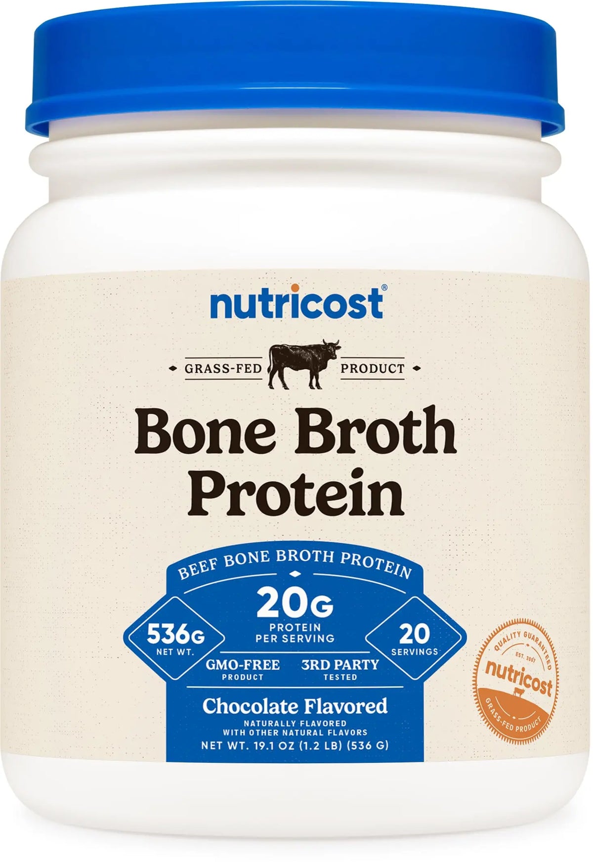 Nutricost Beef Bone Broth Protein Powder Chocolate (20 Servings) - Gluten-Free, GMO-Free Nutricost