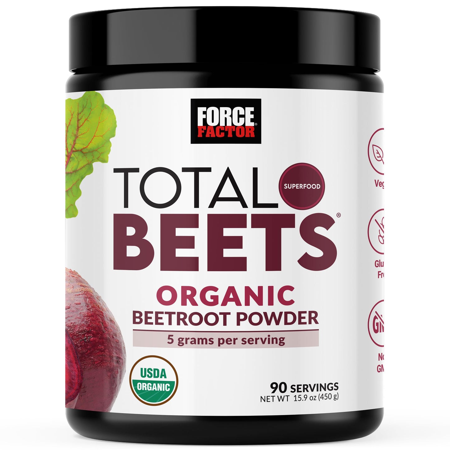 Force Factor Total Beets Organic Beetroot Powder Superfood to Boost Daily Nutrition, USDA Organic, Vegan, Gluten-Free Force Factor