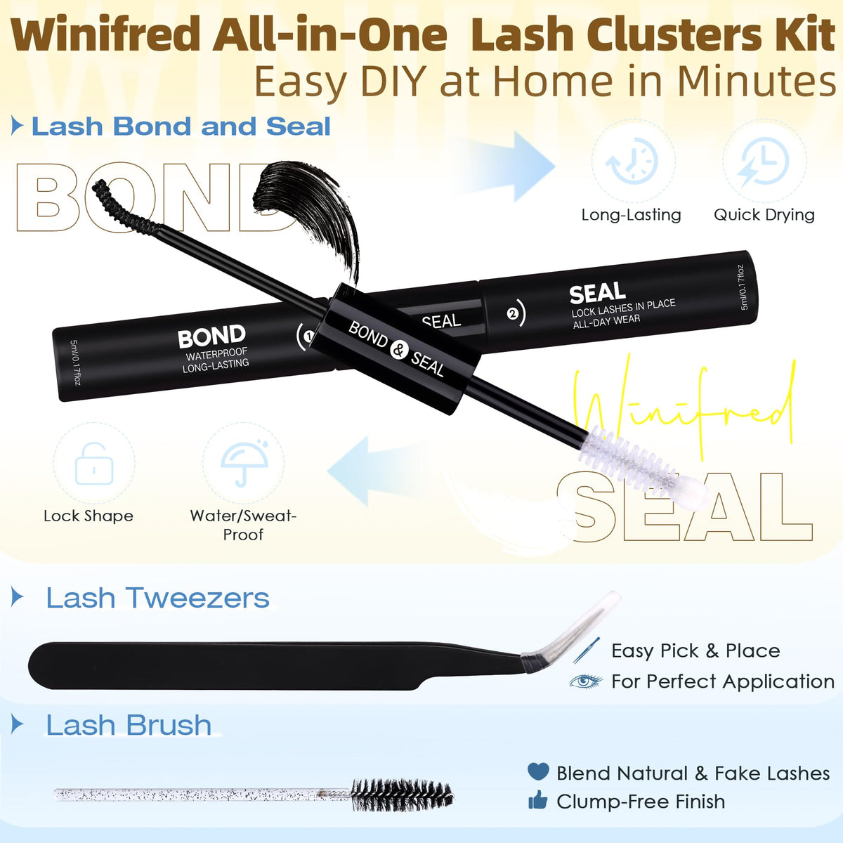 Lash Clusters Kit 640PCS Wispy Eyelash Clusters Kit Natural 30D 40D 50D 60D Winifred