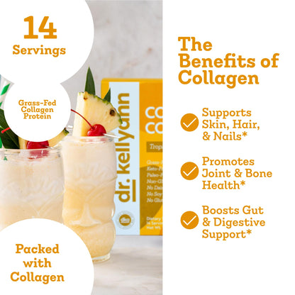 Dr. Kellyann Collagen Cooler – Tropical Pina Colada | 15g Grass-Fed Collagen Protein per Serving | Keto & Paleo Friendly, Dr. Kellyann