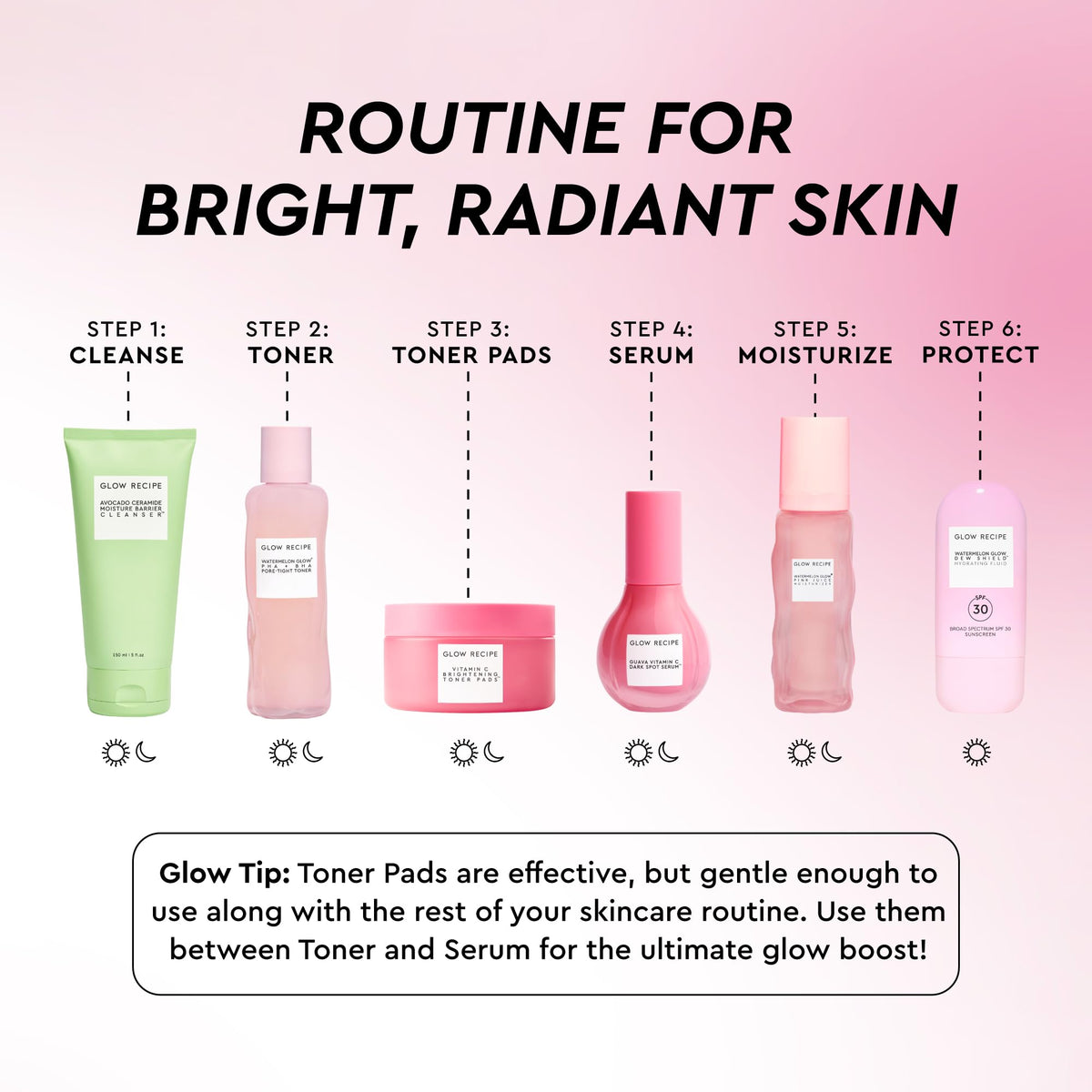 Glow Recipe Vitamin C Brightening Toner Pads - Korean Vitamin C Face Pads for Dark Circles Under-Eye and Cheeks - Light Face Exfoliator - Niacinamide, Caffeine, Guava - Fragrance-Free (60 Count) Glow Recipe