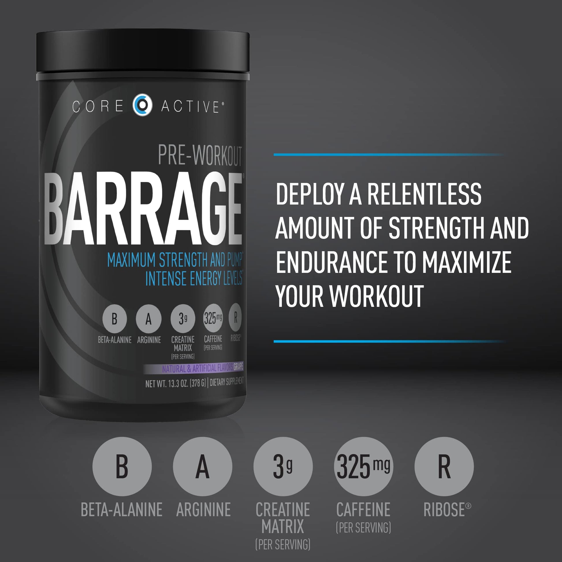 (CORE)ACTIVE Barrage Pre Workout Powder - Preworkout for Women & Men, Creatine (CORE)ACTIVE buy australia supplements