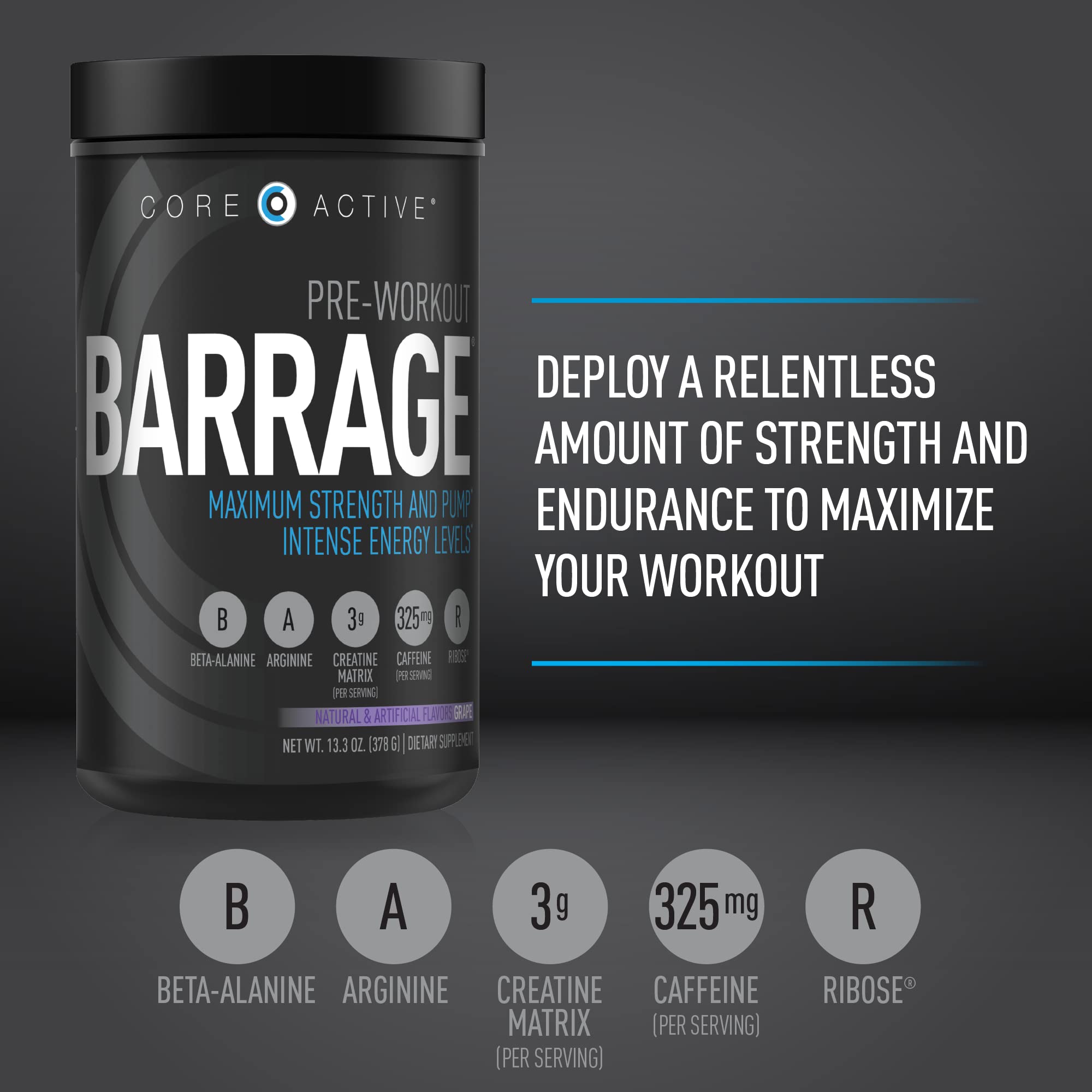 (CORE)ACTIVE Barrage Pre Workout Powder - Preworkout for Women & Men, Creatine (CORE)ACTIVE buy australia supplements