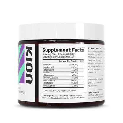 Kion Aminos - Essential Amino Acids Supplement, Essential Amino Acids Powder for Muscle Recovery, BCAA EAA No Caffeine, Amino Acid Powder, Essential Amino Energy - 30 Servings, Mixed Berry Kion
