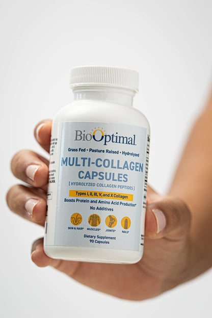 BioOptimal Multi-Collagen Supplement Capsules, Types I, II, III, V, & X Collagen, 90 Capsules BioOptimal