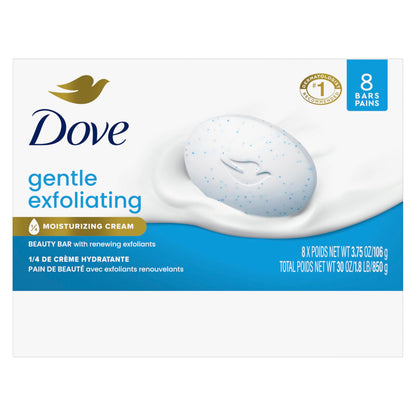 Dove Gentle Exfoliating Beauty Bar Soap , Renewing 8 Count 3.75 oz Dove