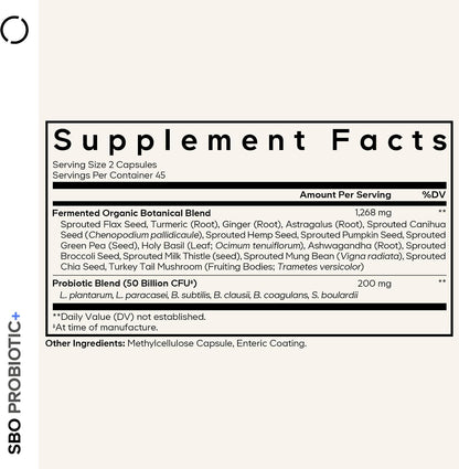 Codeage SBO Probiotics, 50 Billion CFUs Per Serving, Multi Strain Soil Based Organisms Blend and Organic Fermented Botanical Blend, Shelf-Stable, 90 Capsules