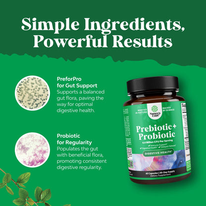 Prebiotics and Probiotics Gut Health Supplement-Super Potent Digestive Health Acidophilus Probiotic Capsules with Men & Womens Probiotics & Prebiotics Natures Craft