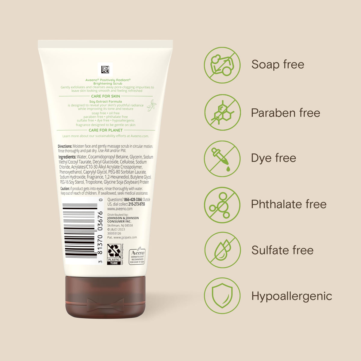 Aveeno Positively Radiant Skin Brightening Daily Face Wash Scrub, 5 oz Aveeno