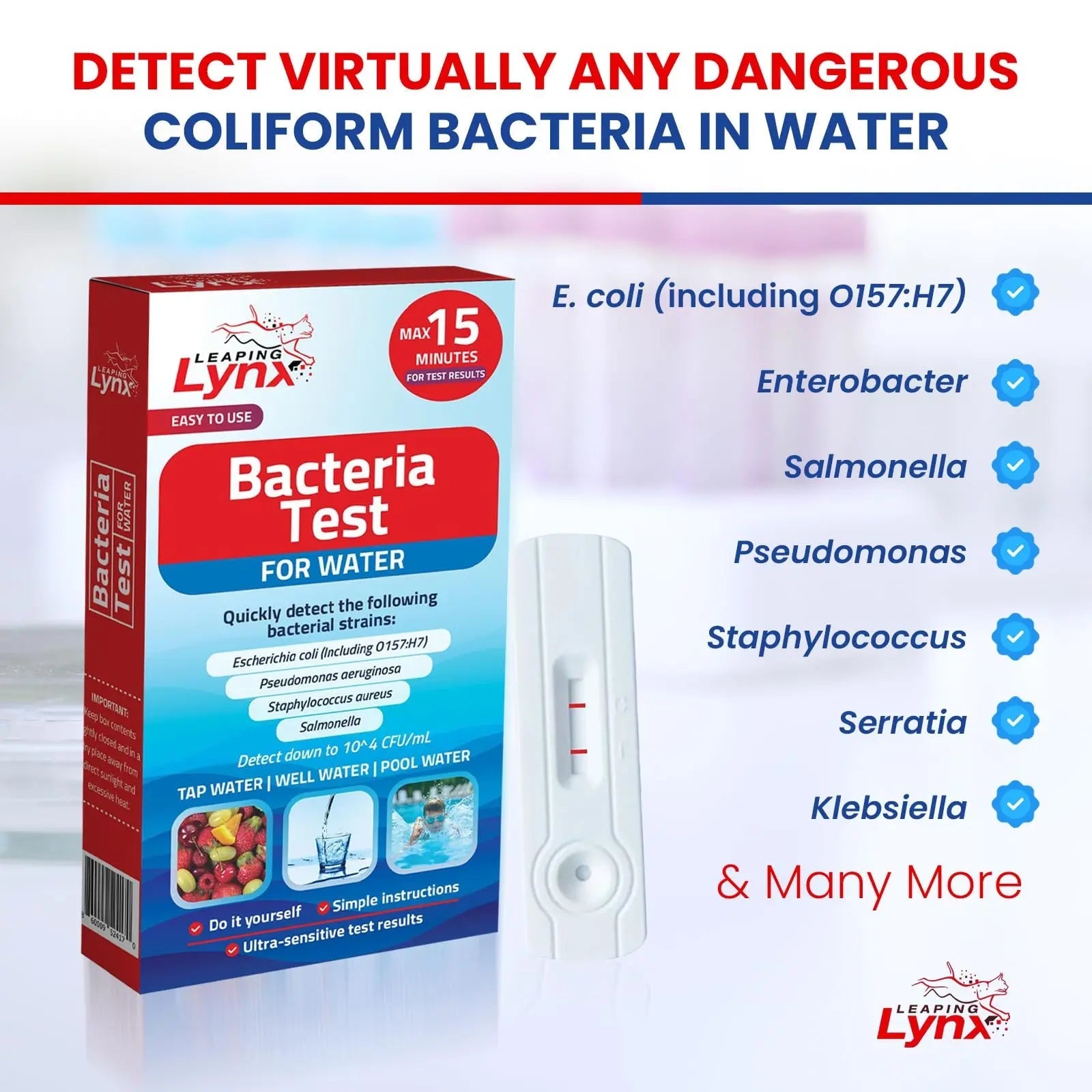 Bacteria Water Test Kit – Coliform, E. coli & Salmonella Detection for Well & Tap Water | Rapid Home Drinking Water Screening Kit with Lab-Quality Results | Leaping Lynx Leaping Lynx buy australia supplements