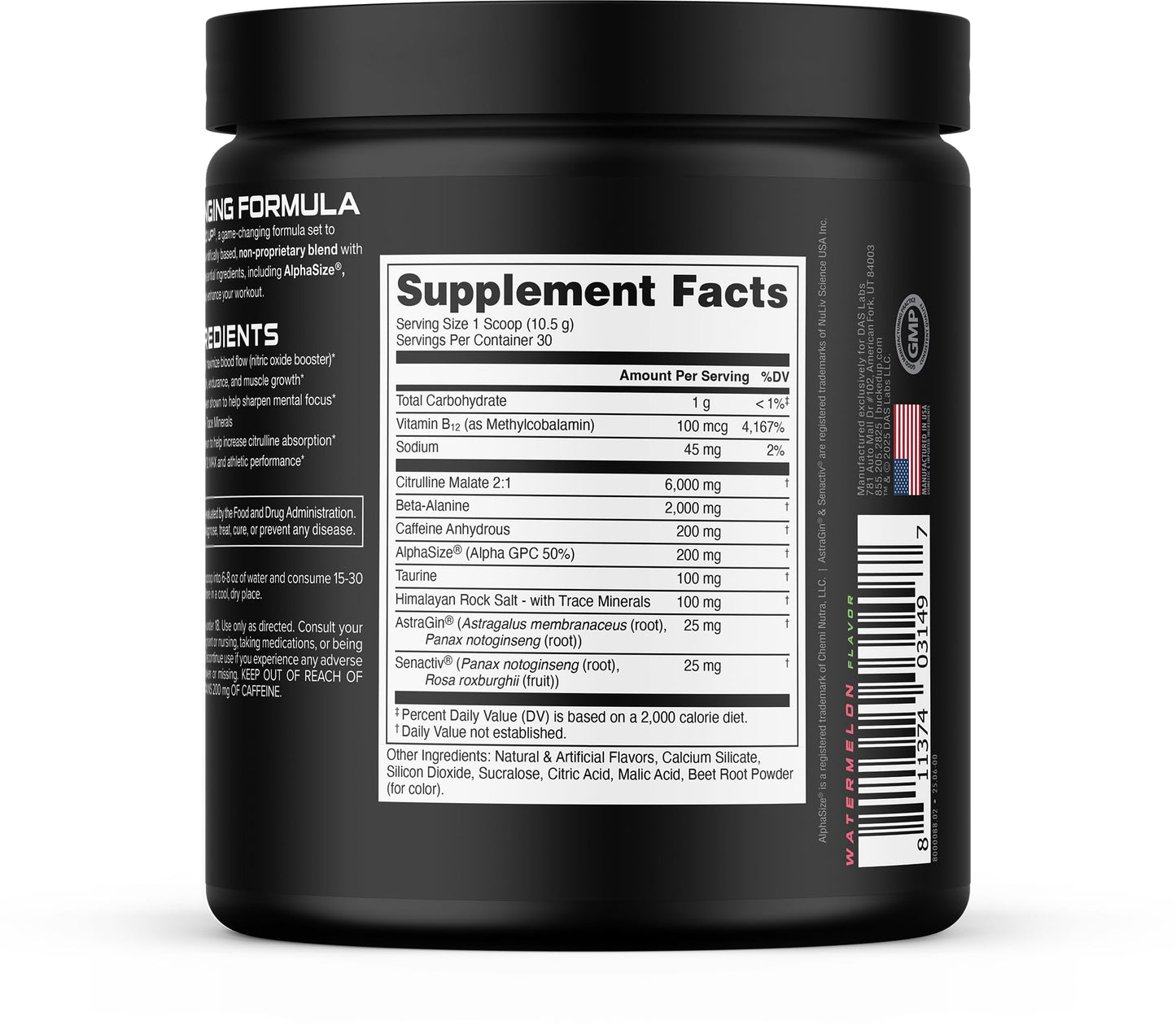 Bucked Up Pre Workout - Best Tasting - 6 Grams Citrulline, 2 Grams Beta Alanine Non Proprietary Blend, Powder (Strawberry Kiwi)