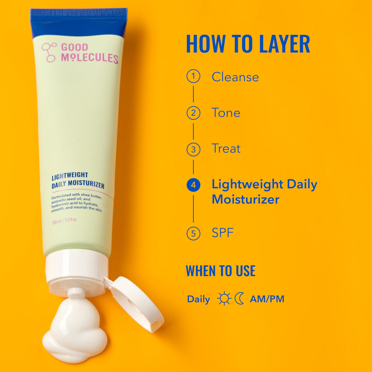 Good Molecules Lightweight Daily Moisturizer, Face Cream, 3.38 fl oz Good Molecules
