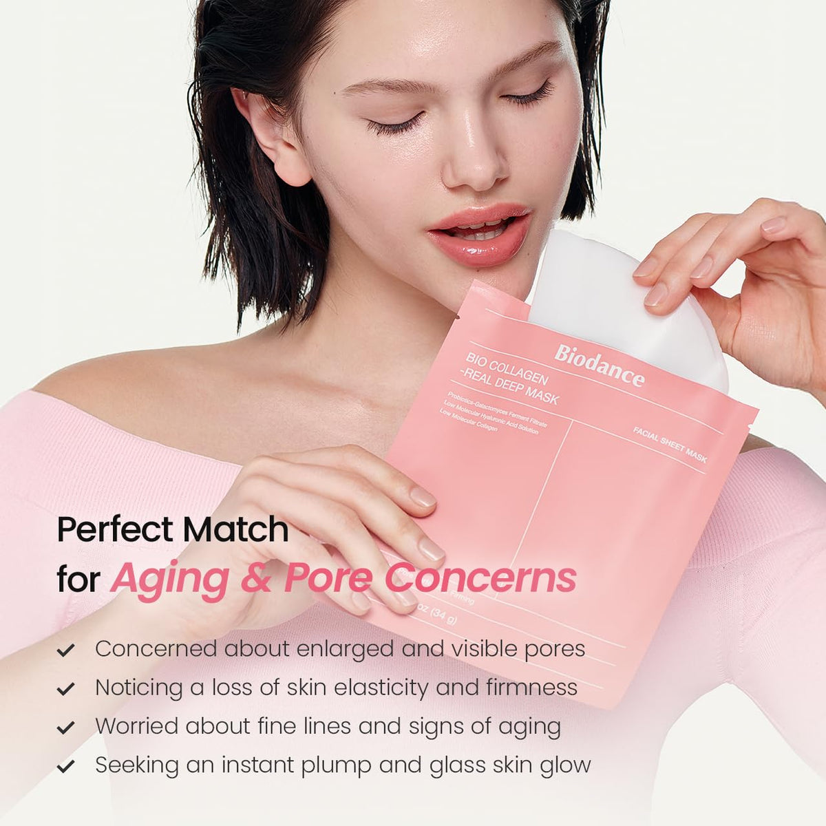 BIODANCE Bio-Collagen Real Deep Mask, Hydrating Overnight Hydrogel Face Mask, Pore Minimizing, Elasticity, Plumping, Travel Essentials & Self Care Gifts for Women, Korean Skin Care | 1.19oz(34g) x 4ea BIODANCE