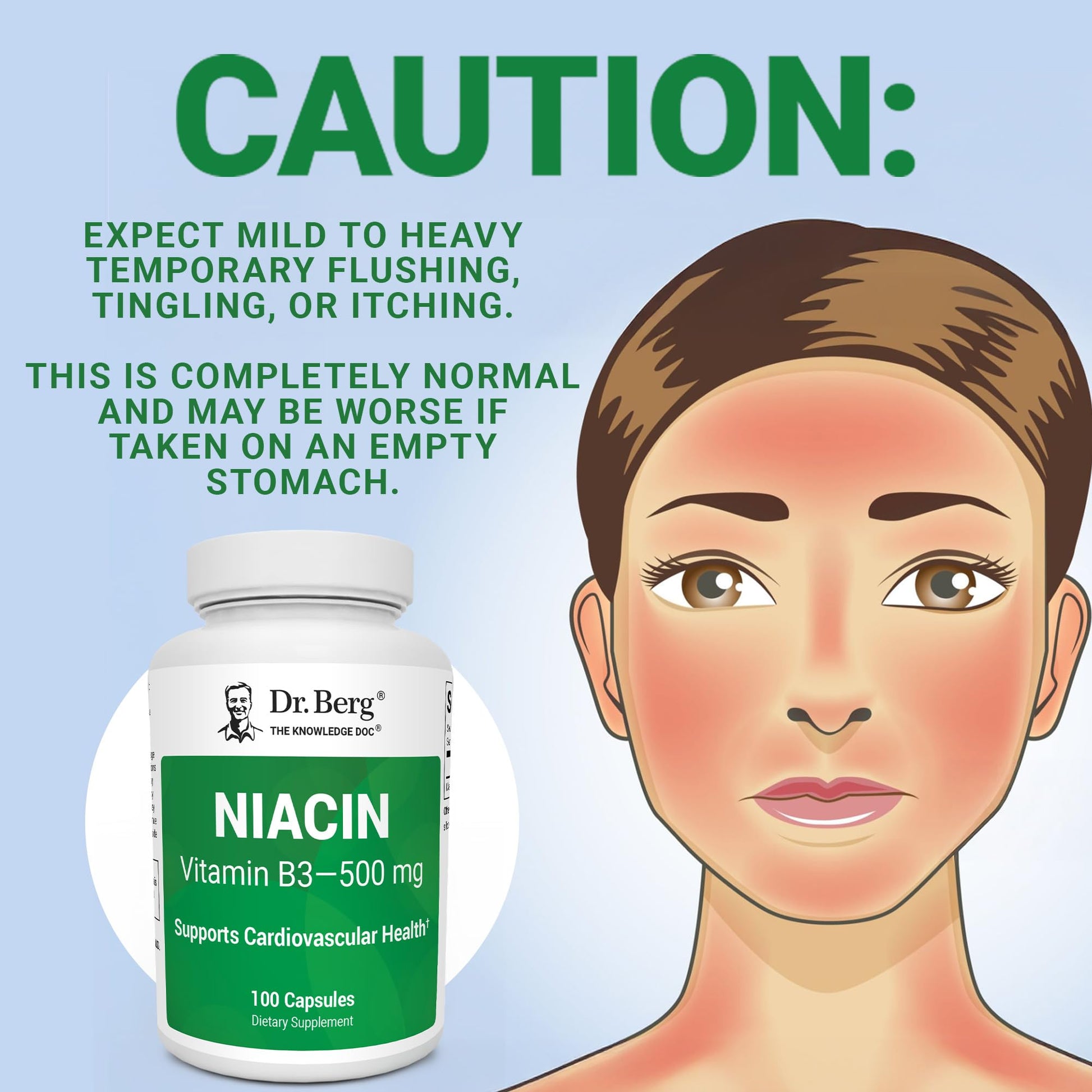 Dr. Berg Highly-Potent Niacin 500 mg – Now Only 125 mg per Capsule for Niacin Flush Tolerance Building – Gradually Increase to 500mg a Day – Vitamin B3 for Heart, Brain & Energy Support – 100 Capsules Dr. Berg Nutritionals buy australia supplements