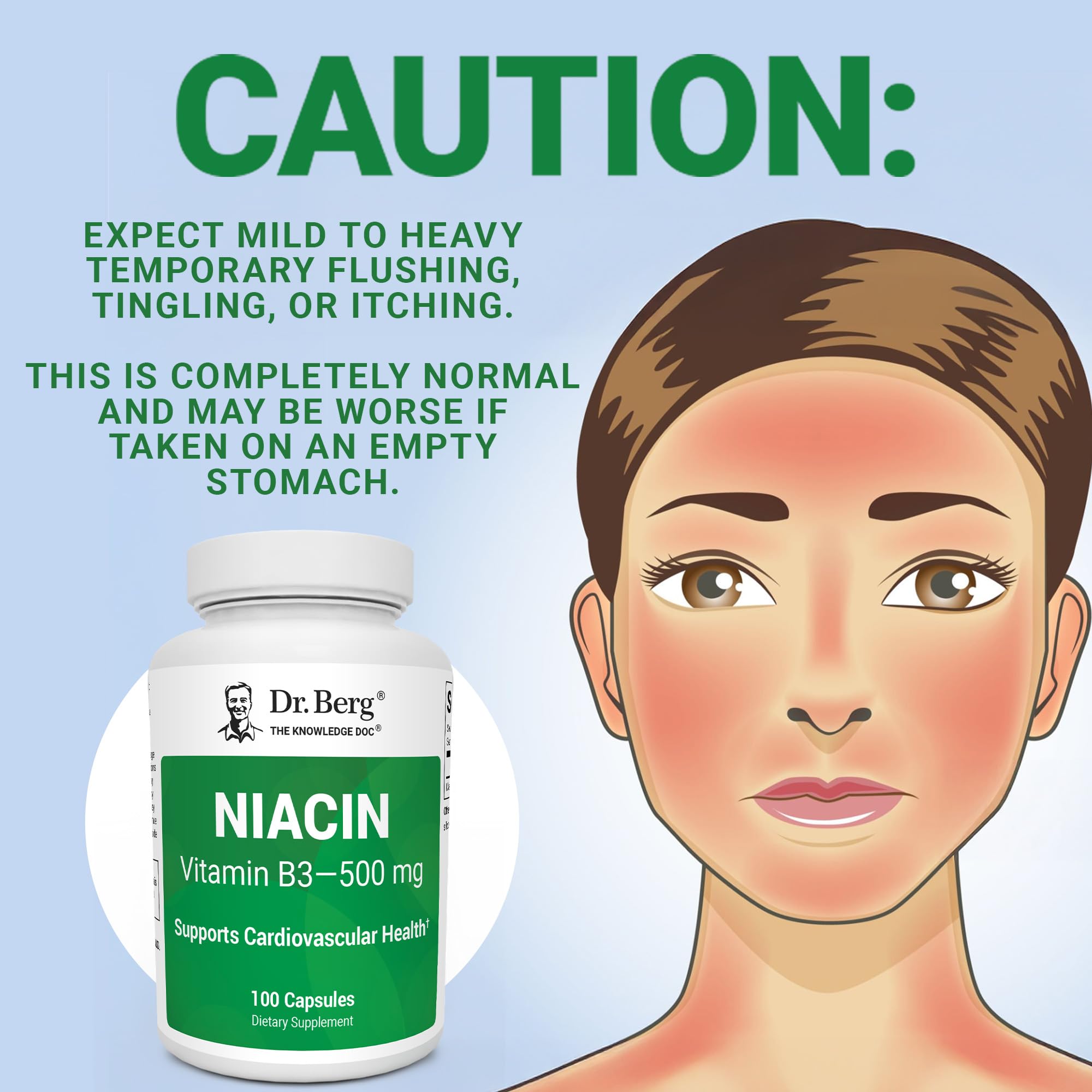 Dr. Berg Highly-Potent Niacin 500 mg – Now Only 125 mg per Capsule for Niacin Flush Tolerance Building – Gradually Increase to 500mg a Day – Vitamin B3 for Heart, Brain & Energy Support – 100 Capsules Dr. Berg Nutritionals buy australia supplements