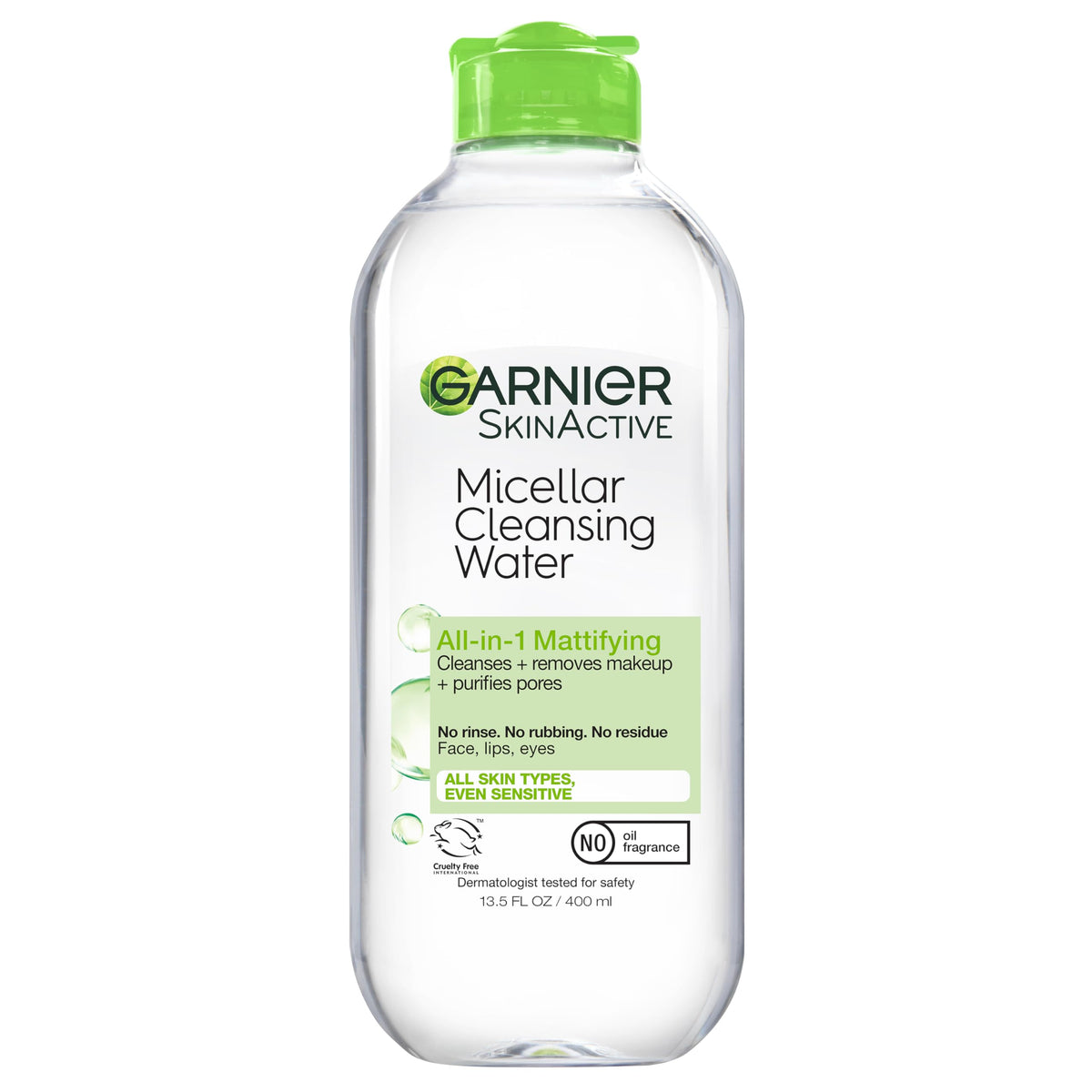 Garnier Micellar Water for Oily Skin, Facial Cleanser & Makeup Remover, Mattifying, For All Skin Types, Vegan, Cruelty Free, 13.5 Fl Oz (400mL), 1 Count Garnier