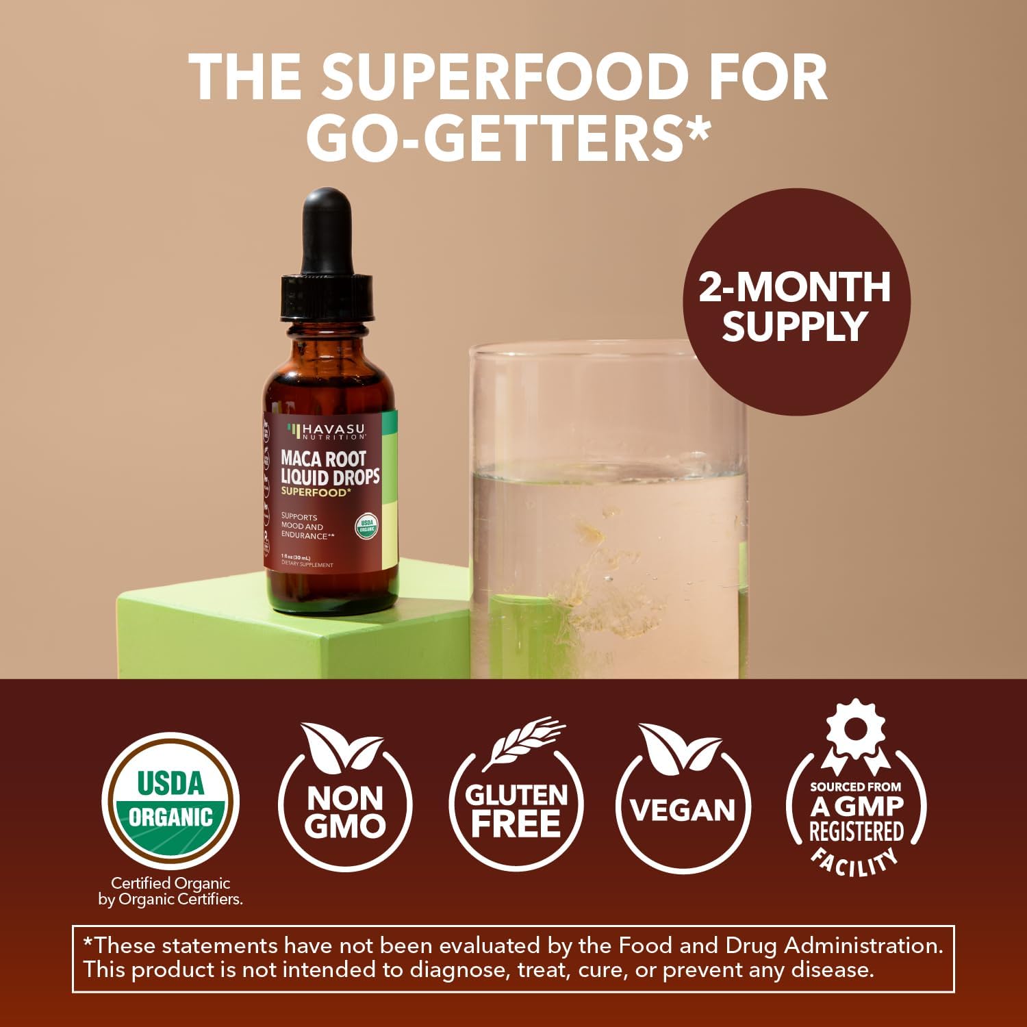 Organic Maca Root Liquid, Unflavored, 1fl oz, Supports Hormone Balance | Organic Maca Root Liquid Drops, Mood, Energy in Women & Men, Lepidium Meyenii to Support Performance & Vitality, Non-GMO Gsupps Australia