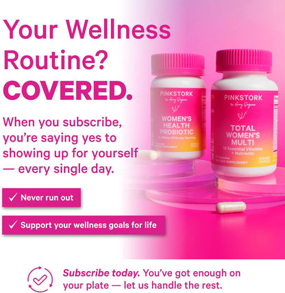 Pink Stork Total Women's Multivitamin, 19 Essential Vitamins, 30 Capsules | Energy, Metabolism, Hormone Support, Immune & Mood Support with B6, B12, Biotin, Iron & Zinc