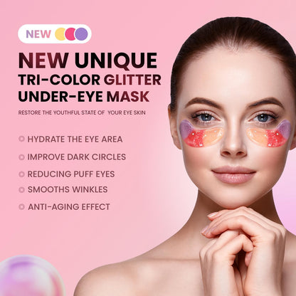 AILEORY Under Eye Patches (24 Pairs) - Tri-color Glitter Eye Gel Pads for Dark Circles, Puffy Eyes, Under eye Bags, Wrinkles AILEORY