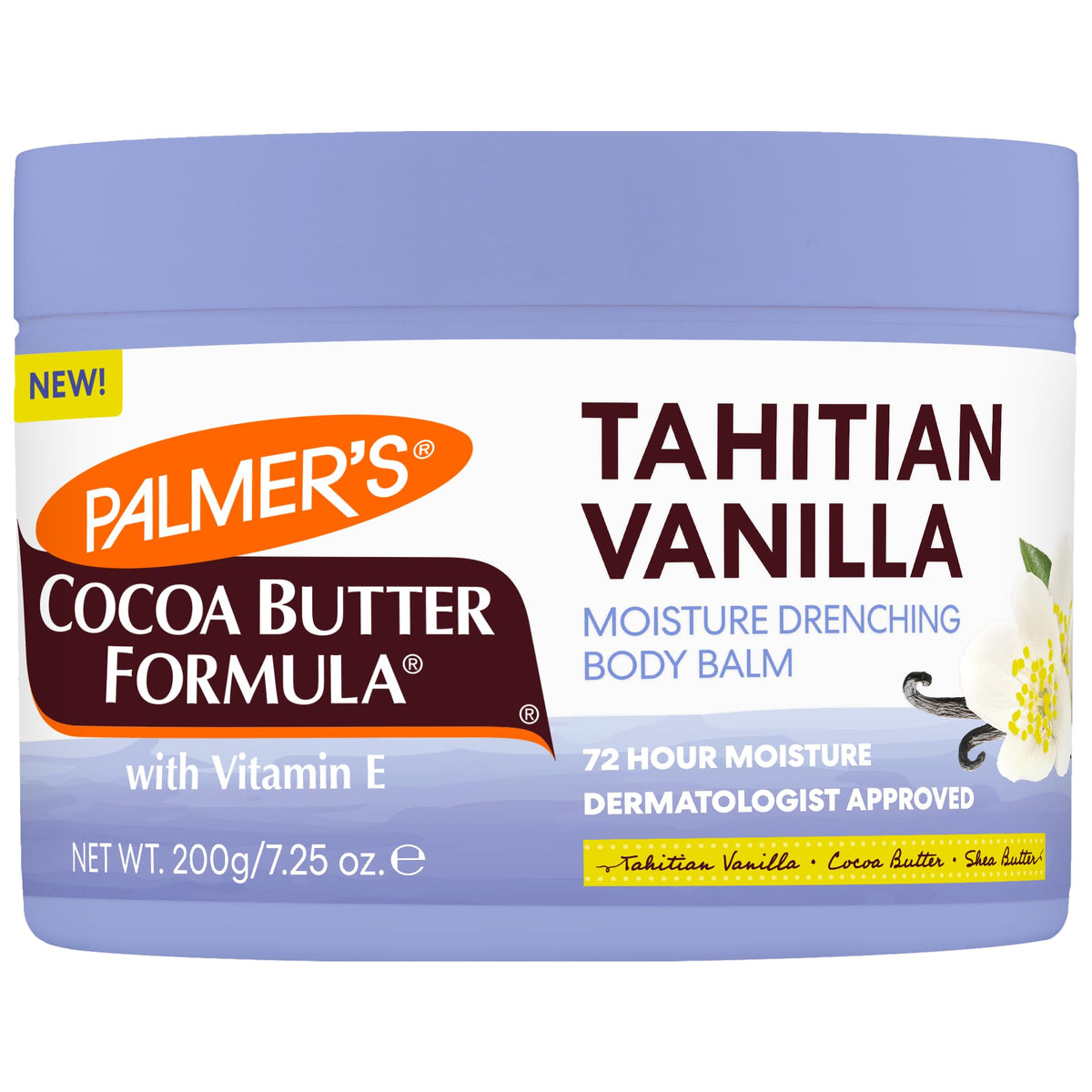 Palmers Cocoa Butter Formula, Tahitian Vanilla Moisture Drenching Body Balm (7.25 oz), Warm Vanilla Body Moisturizer for Dry Skin, Softens & Nourishes, 72-Hour Moisture, Dermatologist Approved Palmer's