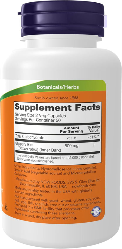 Now Foods Slippery Elm, 100 Caps 400 mg Gsupps Australia