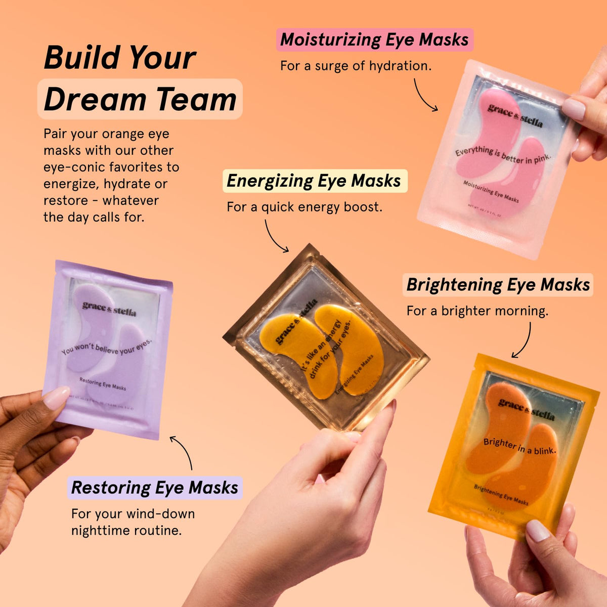 grace & stella New Brightening Eye Patches for Dark Circles (24 Pairs) - Vitamin C Under Eye Patches for Puffiness - Perfect Gifts for Women & Morning Skin Care Routine, Vegan Under Eye Mask grace & stella