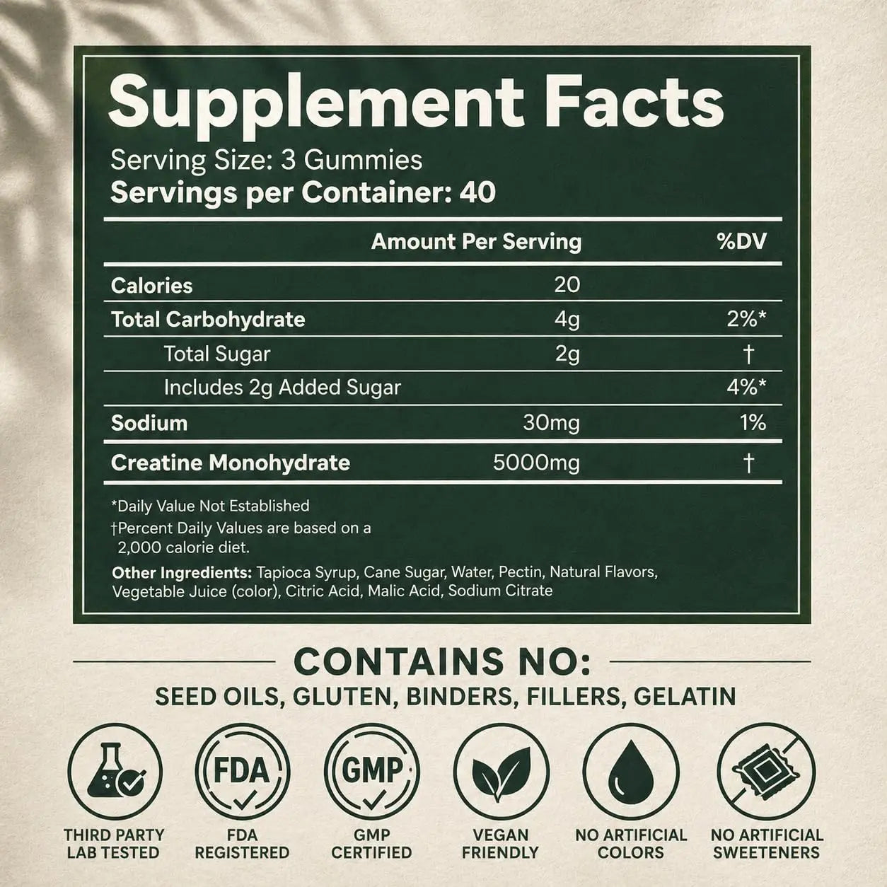 Creatine Monohydrate Gummies 5g - Only 2g Sugar, Made in USA - Sour Watermelon Flavor - Vegan & 3rd Party Tested - Pre & Post Workout Supplement for Women and Men (120 Count, 40 Servings) Cabana Nutrition
