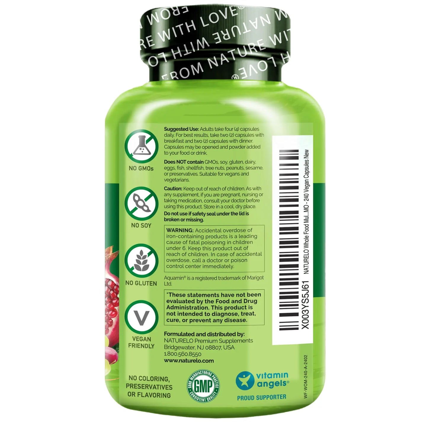 NATURELO Whole Food Multivitamin for Women - with Vitamins, Minerals, & Organic Extracts - Supplement for Energy and Heart Health NATURELO