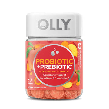 OLLY Probiotic + Prebiotic Gummy, Digestive Support and Gut Health, 500 Million CFUs, Fiber, Adult Chewable Supplement for Men and Women, Peach, 30 Day Supply - 30 Count OLLY buy australia supplements