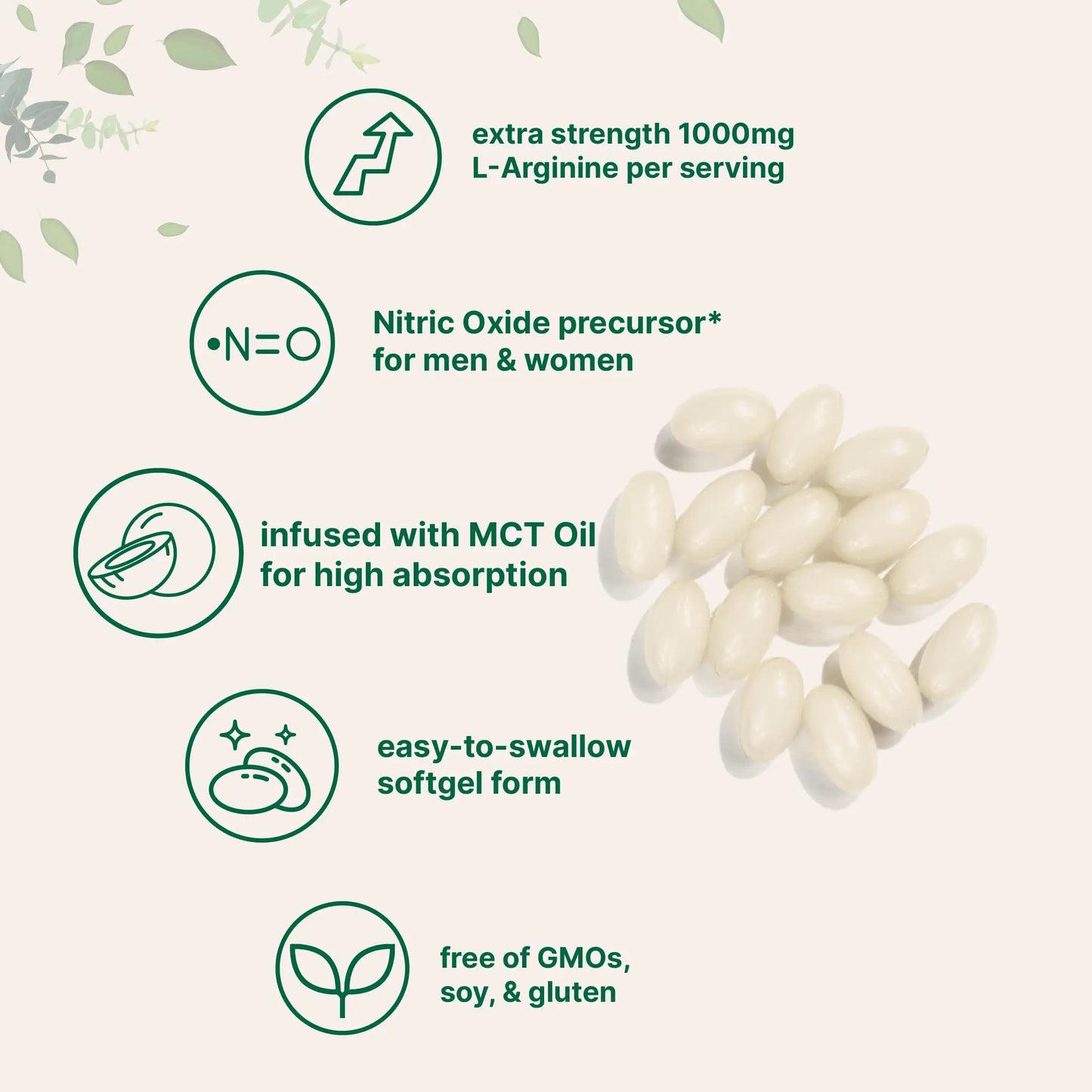 Micro Ingredients L-Arginine 1000mg with MCT Oil, 300 Softgels | Nitric Oxide Precursor* for Men & Women | Extra Strength Amino Acid Formula for Daily Wellness Micro Ingredients
