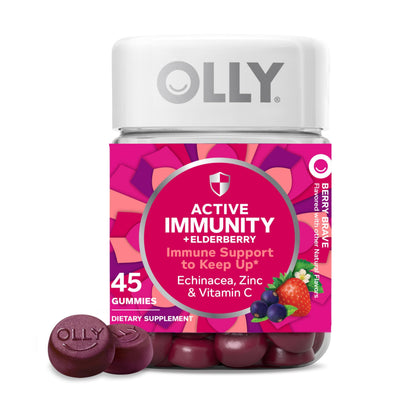 OLLY Immunity Gummy, Immune Support, Elderberry, Zinc, Vitamin C, Supplement, Berry Flavor, 15 Day Supply - 45 Count OLLY