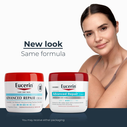 Eucerin Advanced Repair Body Cream for Very Dry Skin, Fragrance Free Daily Body Moisturizer, 16 Oz Jar Eucerin