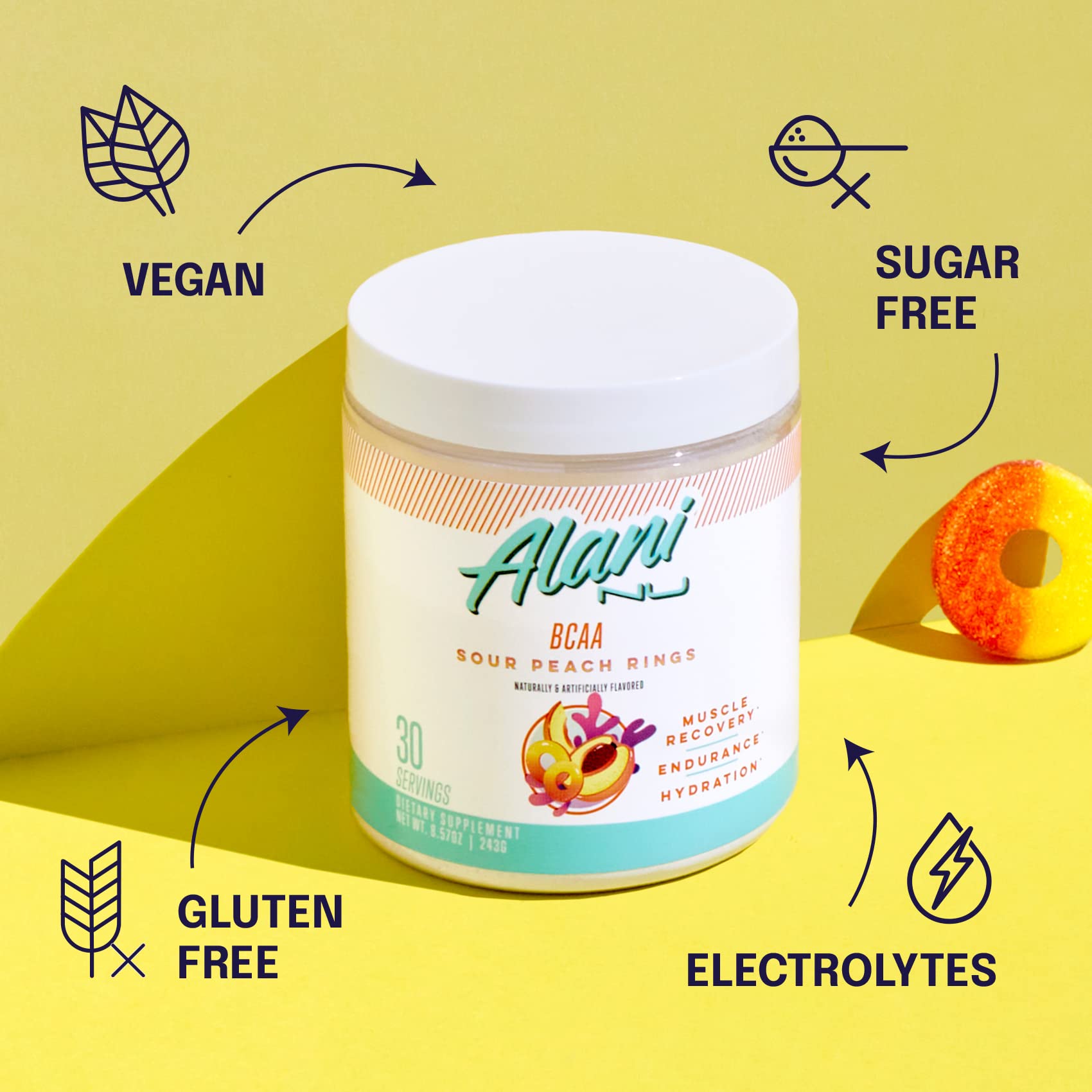 Alani Nu Breezeberry Pre Workout and BCAA Sour Peach Rings Post Workout Powder Alani Nu buy australia supplements