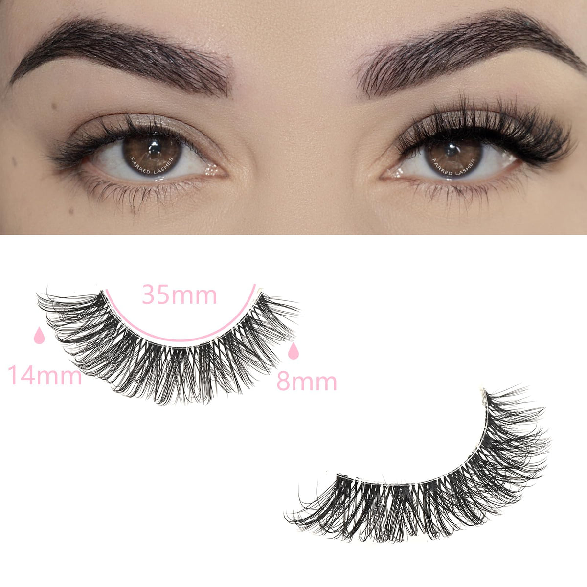 FARRED Cat Eye Lashes Natural Eyelashes Short Wispy Lash Strips Volume Cateye False Eyelash Medium Length Fake Lashes Natural Looking Hybrid Clusters Full Demi Wispies Strip Pestañas (A1 | 8-14MM) FARRED