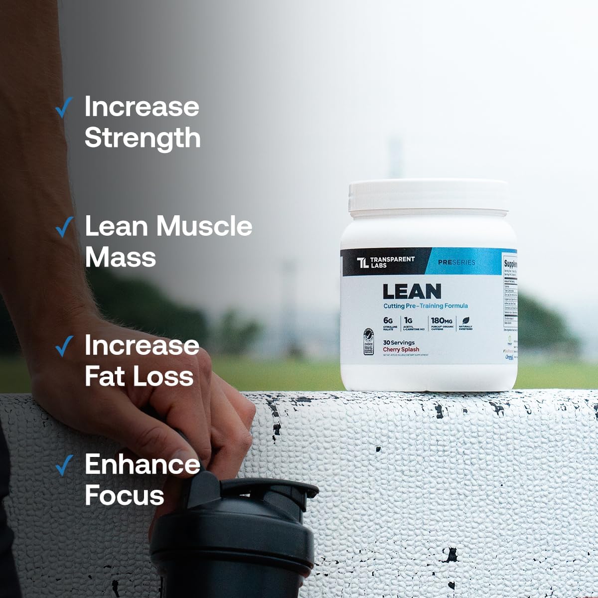 Transparent Labs Lean Pre-Workout (30 Servings, Strawberry Lemonade) & Hydrate Electrolytes Powder (40 Servings, Tropical Punch)